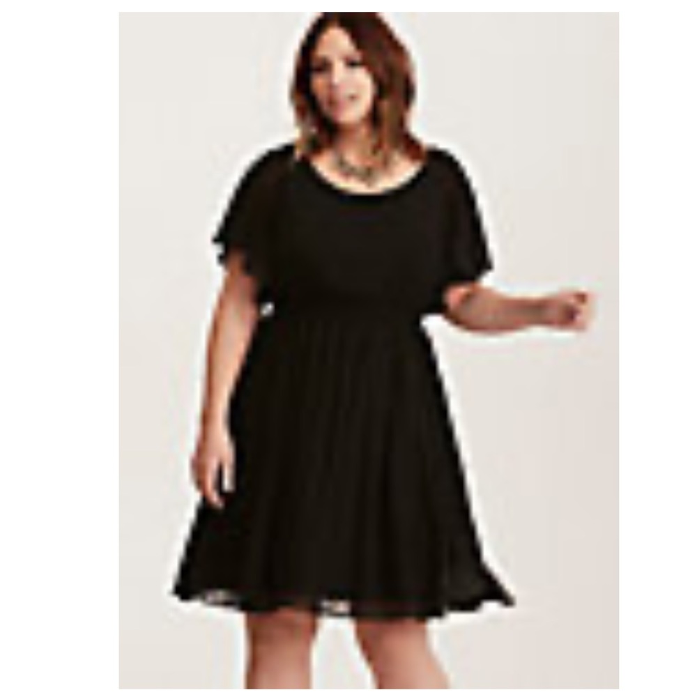 Torrid Black Chiffon Skate Dress w/Flutter Sleeve